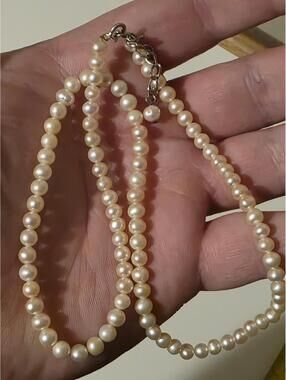 Vtg Genuine Light Pink Pearl Necklace with Sterling Silver Clasp